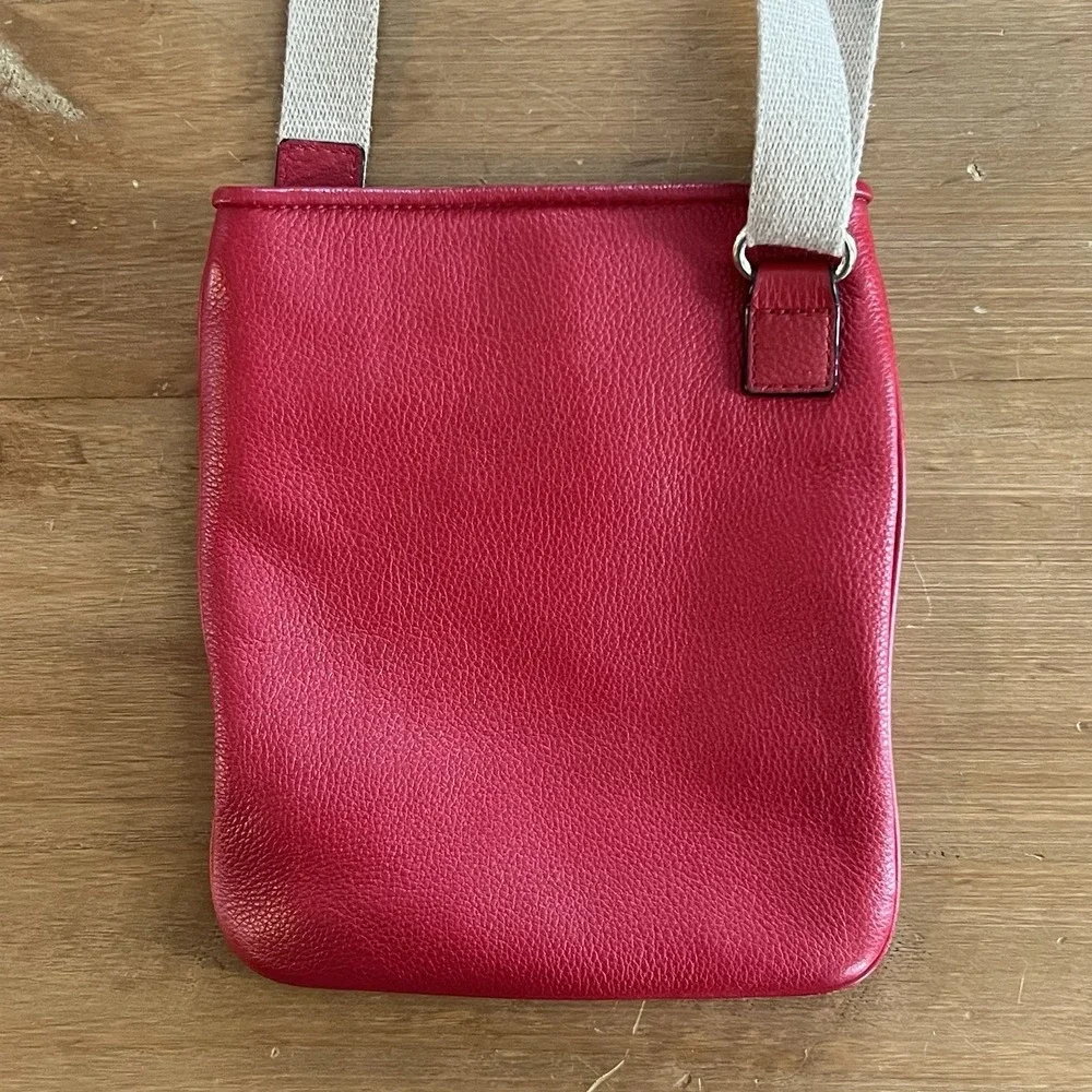 Michael Kors Red Pebbled Leather Crossbody‎ Bag MK Logo Small Purse